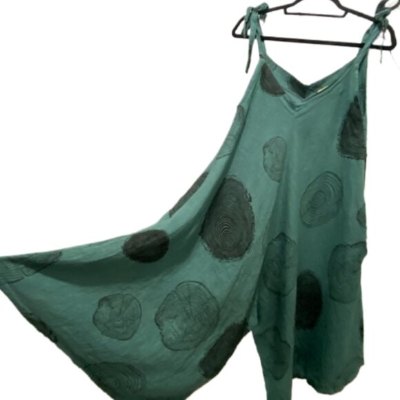 CAMILLE & CO Italian Linen Tie Shoulder Romper Italian Sz. L - Picture 1 of 7